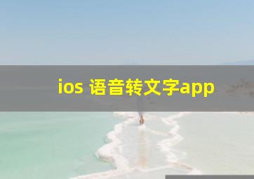 ios 语音转文字app